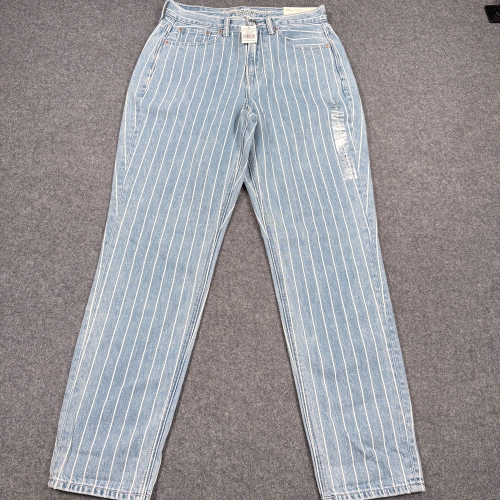 American Eagle Mom Jean Retro Indigo Stripe High Waisted Pants Size 2 Regular